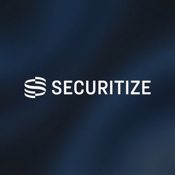 The image displays the Securitize logo in white against a dark blue gradient background. It relates to the post by highlighting the company's branding as it debuts real $SECZ shares on Solana and Avalanche alongside its NYSE listing.