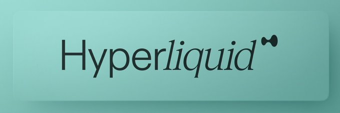 A logo on a teal background displaying the word 'Hyperliquid' with a small bow-tie-like icon.
