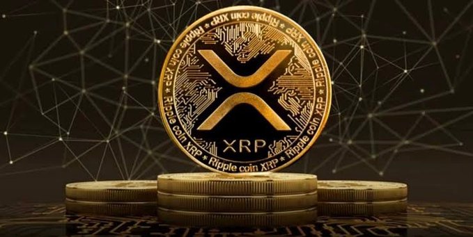 A stack of gold XRP/Ripple coins sits in front of a glowing network background, with the prominent XRP logo and "Ripple coin XRP" text encircling the design, symbolizing the cryptocurrency's growing real-world utility in Japan—particularly through Rakuten's integration linking XRP with its rewards and payments ecosystem reaching over 100 million users.