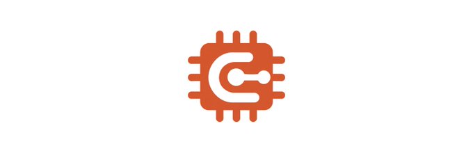 An orange logo featuring a stylized letter 'C' designed to resemble a computer chip or circuit on a white background.