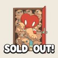 An animated image showing multiple monkey-like characters crowded behind a door with a red "DO NOT" sign, with "SOLD OUT!" text displayed at the bottom.
