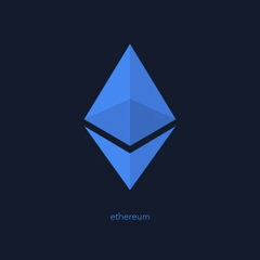 The Ethereum logo in blue against a dark navy background, with the word "ethereum" displayed beneath the diamond-shaped symbol. The image visually represents the Ethereum network featured in the announcement about a proposal to enable stablecoin-based gas fee payments.
