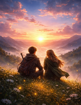 The image features a couple sitting together on a grassy hill, looking out at a beautiful sunset over mountains. The sky is filled with warm hues of orange and yellow as the sun sets behind the mountains. There are also some flowers visible near them, adding to the picturesque scene. The post seems to be discussing the future of Web3 technology and its impact on security, which might not seem directly related to the image but could be inferred from the context provided in the caption.