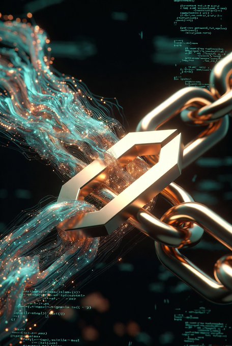 A futuristic digital artwork showing a glowing Solana (SOL) logo intertwined with golden chains, surrounded by flowing particle effects and code snippets on a dark background.