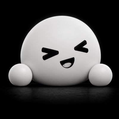 A monochrome 3D white meme-bot character with squinting eyes and a smiling face sits against a black background, matching the post’s playful “evmbot” branding. The image itself contains no visible text, ticker, or contract address; those appear in the accompanying post, which references Ethereum ($ETH) and meme-crypto token $EVMBOT.