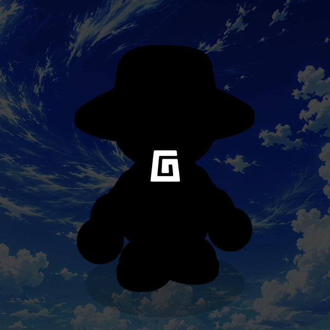 A silhouette of a teddy bear wearing a wide-brimmed hat is set against a dramatic swirling sky background, with a white spiral "G" logo prominently displayed on its chest. The image appears to be promotional artwork for a "God" NFT collection referenced in the post, linking to Thegodpull.com and an OpenSea collection.