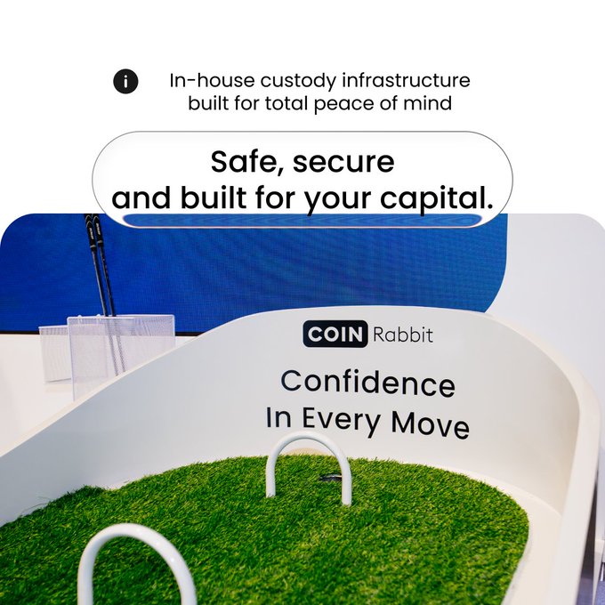 A marketing image for COIN Rabbit featuring the text 'Safe, secure and built for your capital' and 'Confidence In Every Move.'