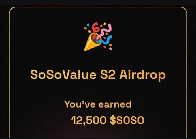 The image features an envelope of money labeled with "SoSoValue S2 Airdrop" as part of a prize system where the sender must correctly answer six questions about Bitcoin to be rewarded for their participation. The prize consists of twelve,500 dollars in US dollar value and is due to be dropped on December 1st at 5:30 pm.