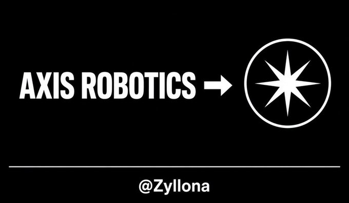 A logo graphic for 'AXIS ROBOTICS' with an arrow pointing to a compass-like star symbol, tagged with the username '@Zyllona' below.
