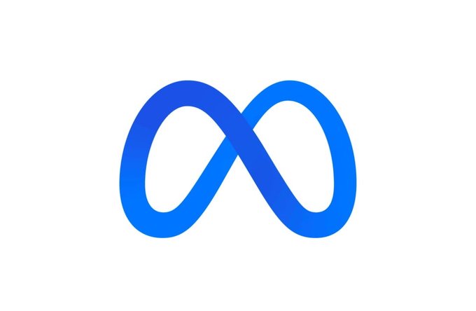 A blue Meta logo (an infinity-like symbol) displayed on a plain white background.