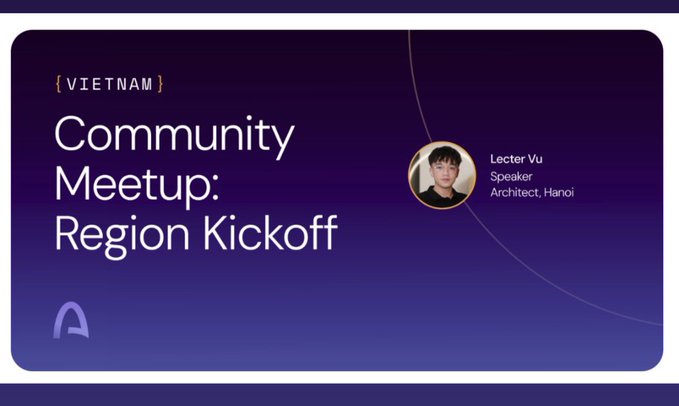 A promotional banner for Arc's Vietnam Community Meetup: Region Kickoff, featuring speaker Lecter Vu, a Speaker/Architect from Hanoi. The image ties into the post's announcement about Arc expanding its community meetups globally, with Vietnam's first event on the horizon.