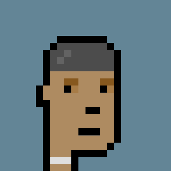 A pixel art portrait of a CryptoPunk character with gray flat-top hair, brown eyes, and a neutral expression, representing Punk #2762 from the popular NFT collection.