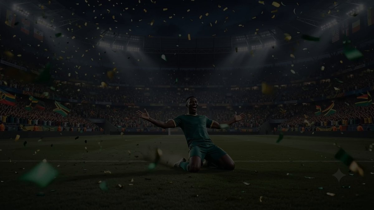 The image features a soccer player celebrating with his arms raised, surrounded by confetti or small pieces of paper that are flying around him. The background shows a stadium filled with spectators, indicating that this moment captured during a game has drawn attention from fans who have come to watch and cheer for their team.

The post includes the text "this is catchier than Waka Waka GOAL TO THE MOON!" which suggests that the image has been chosen due to its unique or eye-catching nature, possibly because it captures an exciting moment during a soccer game with confetti or paper flying around the player.