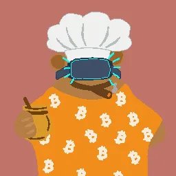 A cartoon bear wearing a chef's hat and a floral Hawaiian shirt smokes a cigar and holds a drink. The laid-back, tropical vibe of the illustration pairs with the motivational "gm" post to encourage staying focused and positive while grinding through the midweek.