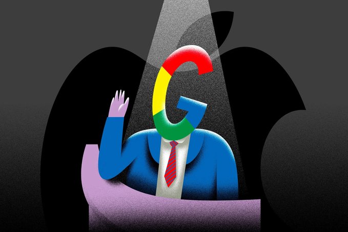 A stylized illustration depicts a figure in a suit with a colorful Google "G" logo for a head, raising a hand in greeting from behind a podium, all set against a dark background with a subtle "G" watermark—symbolizing Google's deeper push into crypto and stablecoin development as Big Tech increasingly embraces digital payment infrastructure.