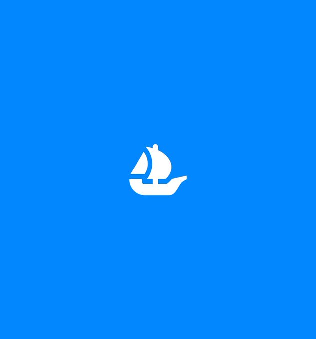 The image is a simple blue graphic featuring a white sailboat icon in the center, with no visible text or branding. It doesn't appear to have a direct visual connection to the post, which critiques the OpenSea app's UI/UX, organization, and performance—the sailboat imagery seems unrelated to the commentary about NFT marketplace usability.