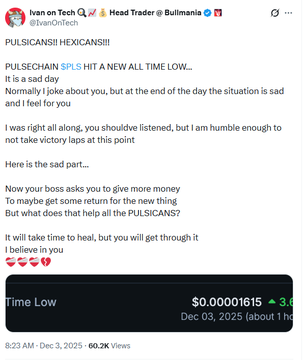 The image features a social media post made by Iván Tech Q, possibly someone named Iván Tech, where he writes an emotional email or message on Twitter about Pulsechain and the stock market. He uses a white background for his message, which takes up most of the space in the image. In the bottom right corner, there's text that asks questions related to the content shown in the post. The main focus is on how Pulsechain is prevailing over the stock market, and how everyone should keep fighting for it in the long run.