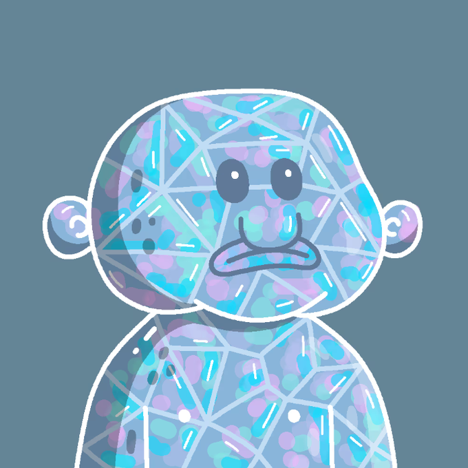 A cute, faceted diamond-patterned monkey avatar with a curious expression, matching the newly minted "Diamond Blob" NFT listed on OpenSea.