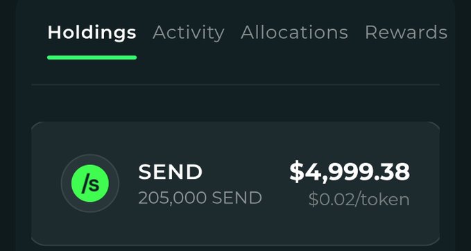 In the image, there are two green circles with text written inside of them against a white background. The main focus is on one of these circles that displays an amount of money. Below the circle containing the amount of money, there's another smaller circle with a green label that says "SEND". These two circles together give the impression that someone has sent $200k to the account represented by the larger circle and is now tracking their activity in this transaction. The caption at the bottom of the image provides further context about the post, stating it's related to the Brided network or a trading account.