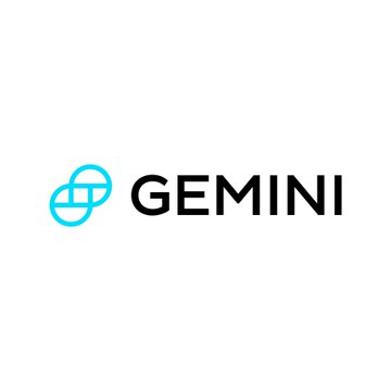 The Gemini logo is shown, featuring its distinctive cyan interlocking circular emblem next to the bold black "GEMINI" wordmark. The image serves as brand identification accompanying news of Gemini's partnership with Apex Fintech to power crypto event contracts through Gemini Titan.