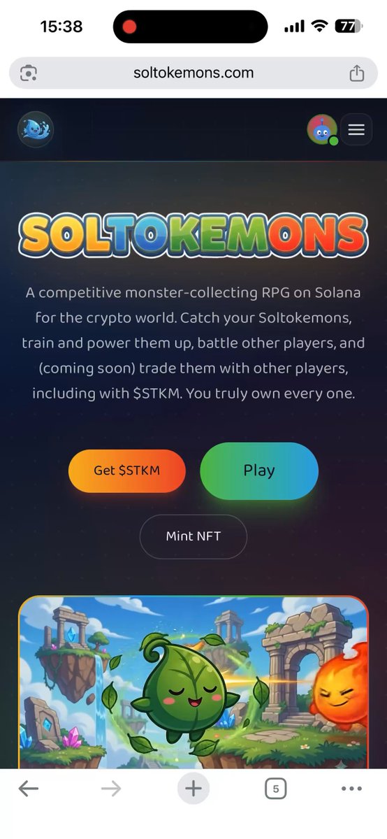 The image shows an iPhone screen displaying a game called "Soltokemons" with a cartoon character of a green monster. The text on the screen reads "Most people are still treating Soltokemons as just another token. They're missing what is actually being built." This message suggests that the game has been well-received and appreciated by its users, despite some people still considering it to be just another token or a simple game rather than an immersive experience inspired by popular culture like Pokémon.