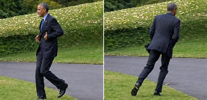 A man in a dark suit is shown running across a lawn, his mid-stride pose captured from two angles as he hurries down a paved path.

The image humorously captures the essence of the post's message—the man sprinting with urgency mirrors the impulsive act of "gambling" on meme coins, while the accompanying text jokes about the absurdity of expecting massive returns on such risky bets.