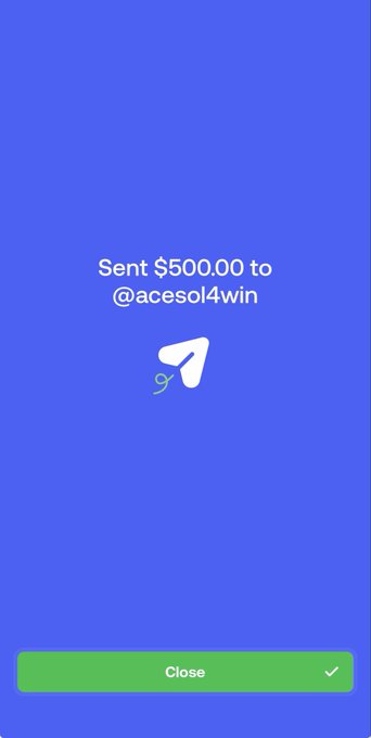 A confirmation screen showing "$500.00 Sent to @acesol4win" on a blue background, representing FOMO's matched contribution that brought the total gifting amount to $1.5K as part of a "1% for the trenches" initiative featuring @BokLocks.