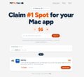 A promotional webpage screenshot titled "Claim #1 Spot for your Mac app" with a "$6" price tag, likely promoting the Mac version of tapshelf.lol alongside the post about its iOS sibling.