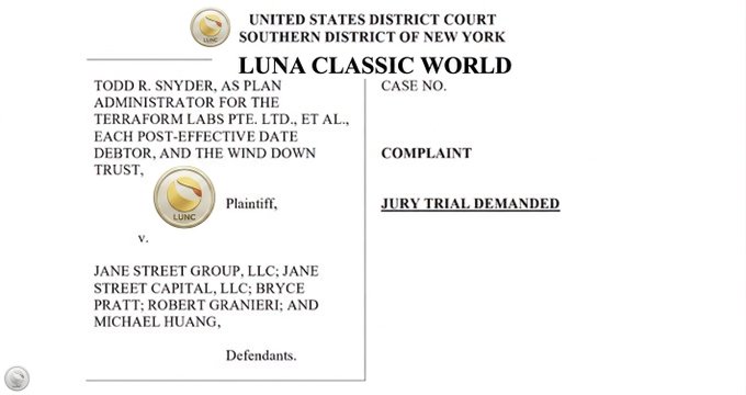 urna classic world's complaint letter, signed by Jane Street Group LLC and their associates.