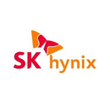 The SK hynix logo displayed in red and orange text with a stylized graphic element on a white background.