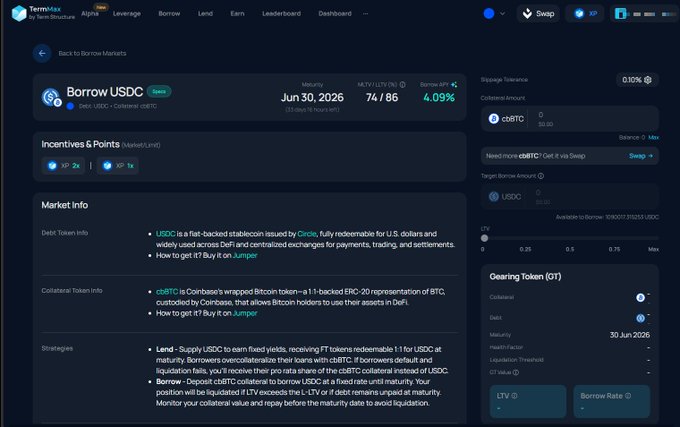 The image shows a screenshot of an investment dashboard, possibly on a Bitcoin trading platform. The text on the screen features information about fixed cost borrowings and hedging strategies, including how to manage fixed costs on Bitcoin without liquidating assets or facing market rate spikes.