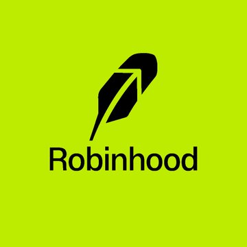 The Robinhood logo, featuring a black feather-shaped icon above the word 'Robinhood' on a solid lime green background.
