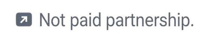 The image features a gray background with white text that reads "Not paid partnership." Below the text, there's an arrow pointing upwards. The caption below the image provides additional information about the post, stating that it was posted by someone named Solana on August 13th at 5:00 pm.