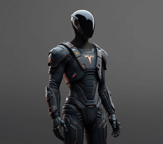 A sleek, futuristic humanoid robot with a black visor and Tesla-branded chest emblem stands against a dark background, visually representing Elon Musk's claim about Optimus being Tesla's most important product, accompanied by a Solana contract address (5v8ruZ6RRUW9kVmNr98Ym39kRBSwftTMbgJsNYaeQV8x).