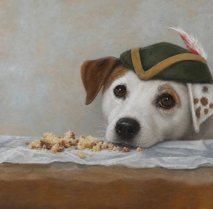 A Jack Russell Terrier wearing a green feathered hunter's hat rests its chin on a table next to crumbled treats, reinforcing the post's theme of $WISHBONE being a top "dog" on the Robinhood Chain. The dog's noble pose and classic hunting cap cleverly personify the token's leading position, with no visible text or numbers in the image.