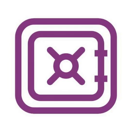 The image features a purple square-shaped safe with four sides, each of which has an oval hole in its center. The safe appears to be made of metal or plastic material, as indicated by the presence of a handle on one side for opening and closing the safe door. The safe is set against a white background, making it stand out prominently. The image also includes text that reads "What's in your Vault? Get started at bankroll.network". This suggests that the safe might be related to financial services or banking topics, possibly offering users an opportunity to store their valuables securely within the vault.