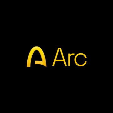The image features the yellow "Arc" logo on a black background, representing Arc, the blockchain developed by Circle. This visual accompanies the announcement of Arc joining the Chainlink Scale program to provide developers with enterprise infrastructure tools like CCIP, Data Streams, Data Feeds, and Proof of Reserve.
