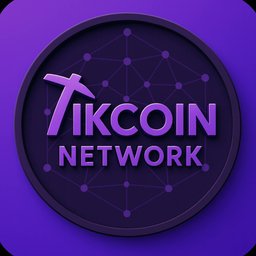 A purple circular badge features the "TIKCOIN NETWORK" logo, with stylized "TIK" lettering prominently displayed alongside a network-like geometric pattern. The branding aligns with the post's discussion of $TIK's tokenomics and mainnet launch, reinforcing the project's visual identity as it prepares for listing.