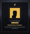 A dark LoadingScreen-style thumbnail featuring a question mark silhouette with the text 'Good luck, hunter.'