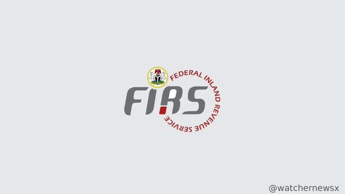 Logo of FIRS (Federal Inland Revenue Service) on a white background, displayed as part of a @watchernewsx tweet.