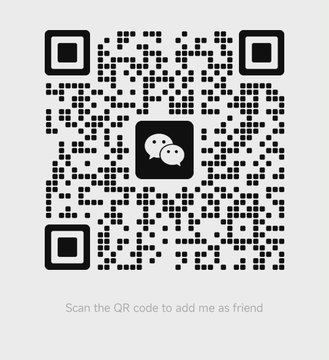 A WeChat QR code with the instruction 'Scan the QR code to add me as friend' displayed beneath it.