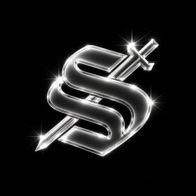 A glowing 3D silver dollar sign with sparkles on a black background.