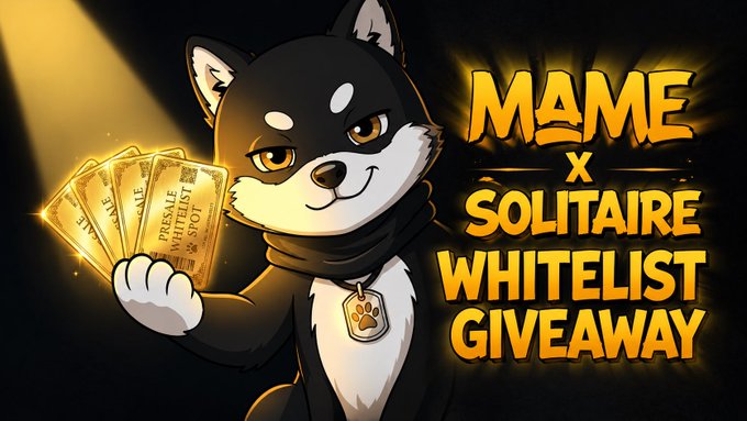 The image features a black and white dog holding four pieces of paper, with the text "MAME x FOLKTALIST WHITELIST GIVEaway". The background of the image is dark, which contrasts with the light shining on the dog's face. This contrast emphasizes the importance of the message in the post: that it is time to make a change and embrace the new white list.
