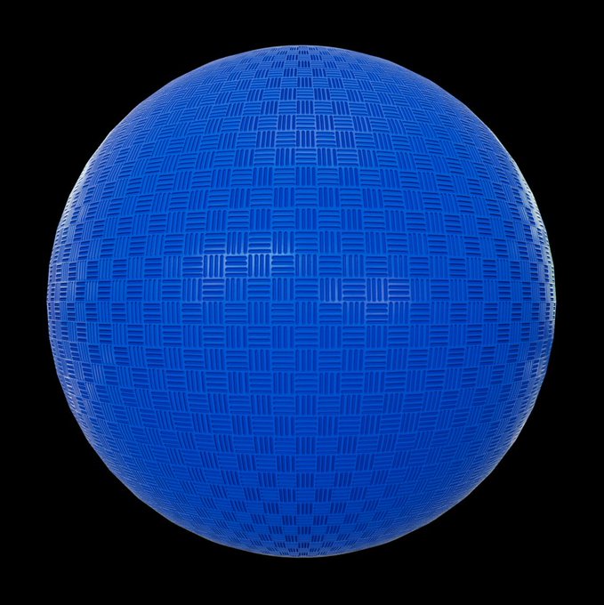 A 3D rendered blue sphere with a woven or basket-weave texture pattern displayed against a black background.