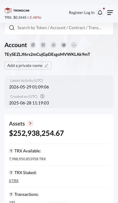 The image shows a cell phone screen displaying information about cryptocurrency transactions. The text on the screen includes details such as the amount of money involved, the names of the parties involved, and the type of transaction (e.g., asset transfer). The image also contains a caption that reads "𝗧𝗥𝗢𝗡 𝗜𝘀𝗻’𝘁 𝗚𝗿𝗼𝘄𝗶𝗻𝗴 𝗕𝘂𝗶𝗹𝗱𝗶𝗻𝗴 𝗙𝗼𝗿 𝗧𝗵𝗲 𝗟𝗼𝗻𝗴". The image is related to the post because it provides information about cryptocurrency transactions, which can be considered a form of digital currency.