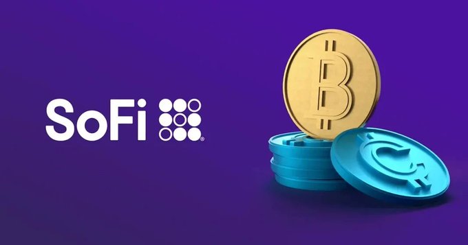 The image features a stack of blue coins with a golden coin at the top, all placed against a purple background. The text "SOFI OFFICIALLY LAUNCHES STABLECOIN SOFIUSD, BECOMING THE FIRST NATIONAL BANK IN THE US TO ISSUE STABLECOIN TO RETAIL CUSTOMERS ON PUBLIC BLOCKCHAIN" is displayed in the image. This suggests that Sofi has recently launched a stablecoin called "stablecoins", which can be used by retail customers to buy and sell on public blockchain networks, such as Ethereum.