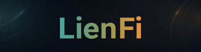 A dark banner displays the "LienFi" logo in gradient teal-to-orange lettering against a black background with subtle light flares, serving as the visual branding for the LienFi platform referenced in the post discussing the $LFI token and its potential as part of the $BNKR ecosystem.