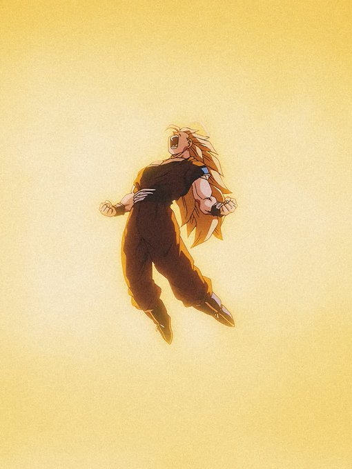 An anime character with long blonde hair screams triumphantly with clenched fists against a glowing yellow background, embodying the motivational message about unlocking hidden potential—fittingly paired with a crypto market update showing BTC and ETH prices alongside fear-driven sentiment indicators.