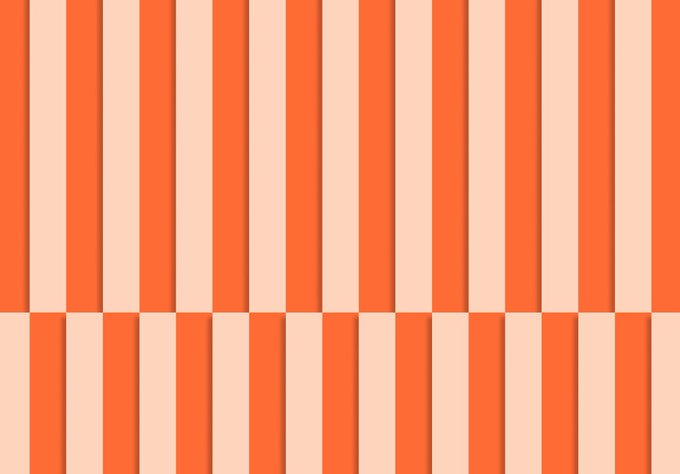 The image features a captivating geometric pattern composed of vertical lines, rendered in shades of orange and pink. The design showcases an array of varying line lengths that create an interesting visual effect when placed next to each other. The background appears to be gray, providing a neutral backdrop for the vibrant colors of the lines. Despite its simplicity, the image effectively conveys a sense of depth by placing the lines in different positions within the frame. The overall design is simple and clean, with no unnecessary clutter or distractions.