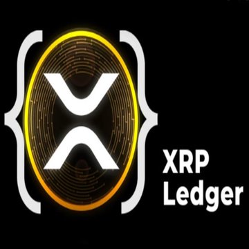 The image shows the XRP Ledger logo, featuring a stylized white "X" within a glowing golden-yellow oval encircled by white brackets, set against a black background with "XRP Ledger" text beside it. The logo visually anchors the post's news about Ripple's RLUSD stablecoin and the XRP Ledger ranking as the industry's 11th largest stablecoin chain.